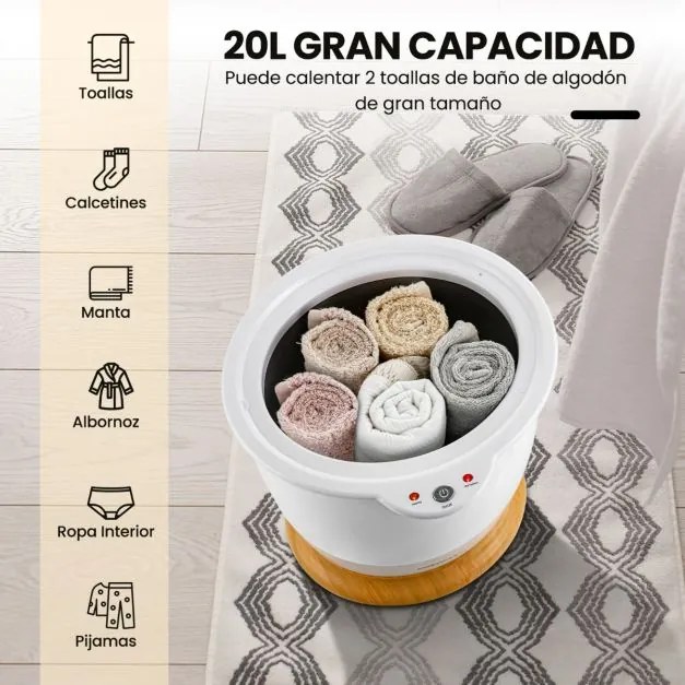 Aquecedor de toalhas 35,5 x 33 x 47 cm em forma de cubo Capacidade 20 L com suporte para fragrâncias Aquecedor portátil para spa com desligamento auto