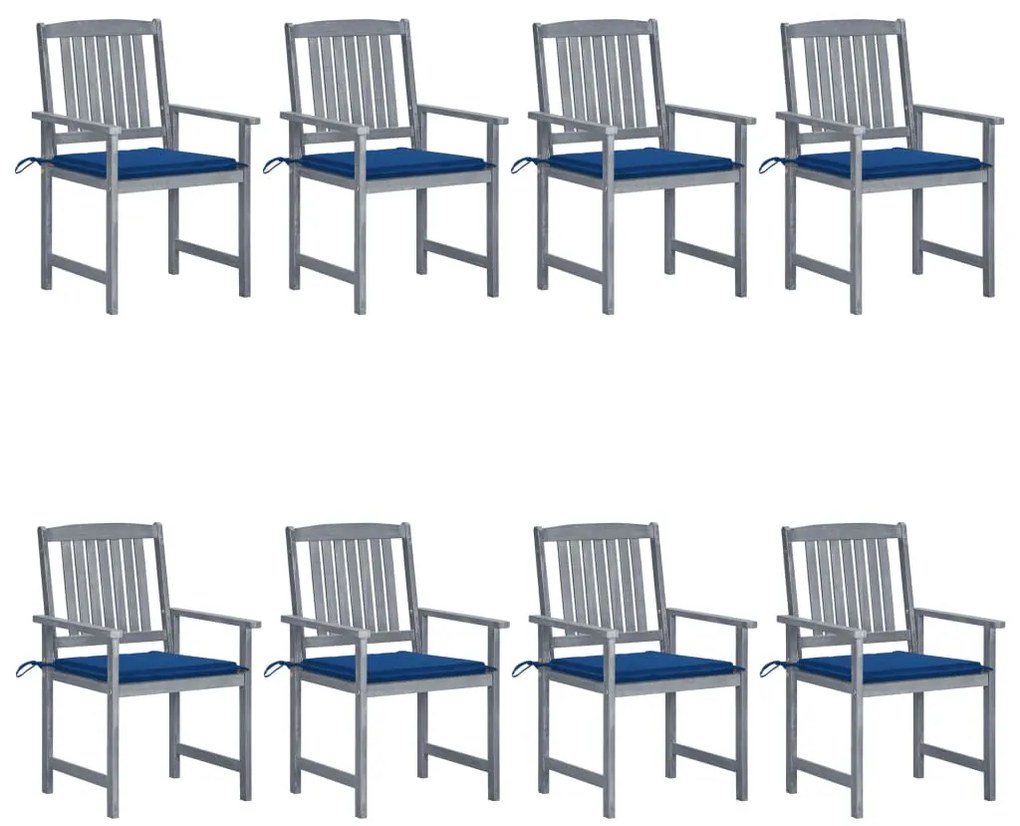 vidaXL Cadeiras de jardim c/ almofadões 8 pcs acácia maciça cinzento