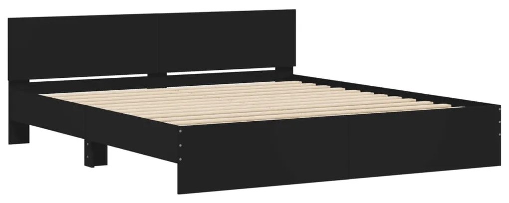Estrutura de cama com cabeceira 180x200 cm preto