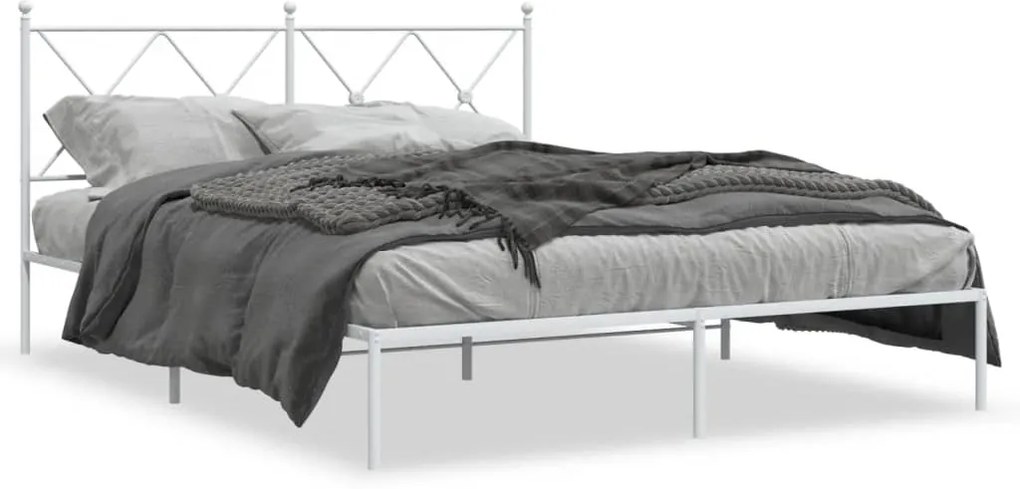 Estrutura de cama com cabeceira 150x200 cm metal branco