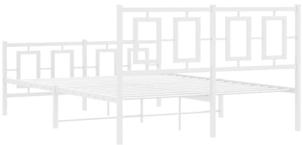 Estrutura de cama com cabeceira e pés 140x200 cm metal branco