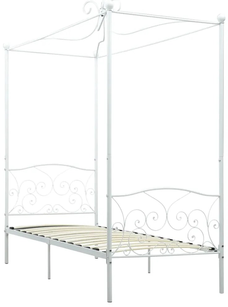 Estrutura de cama com dossel metal branco 90x200 cm