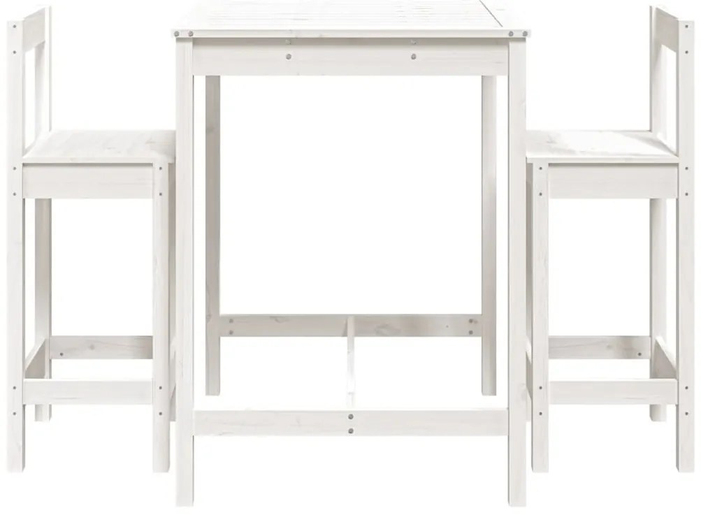 3 pcs conjunto de bar para jardim pinho maciço branco