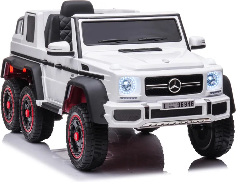 Carro elétrico para crianças Mercedes-Benz G63 6x6, 12V com pneus de borracha Branco