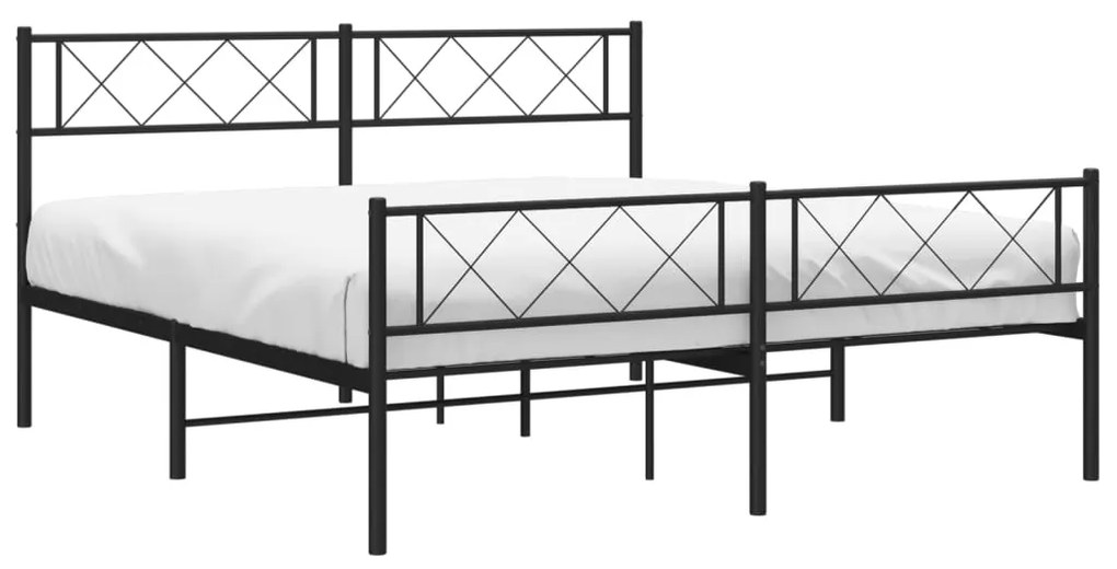 Estrutura de cama com cabeceira e pés 140x190 cm metal preto