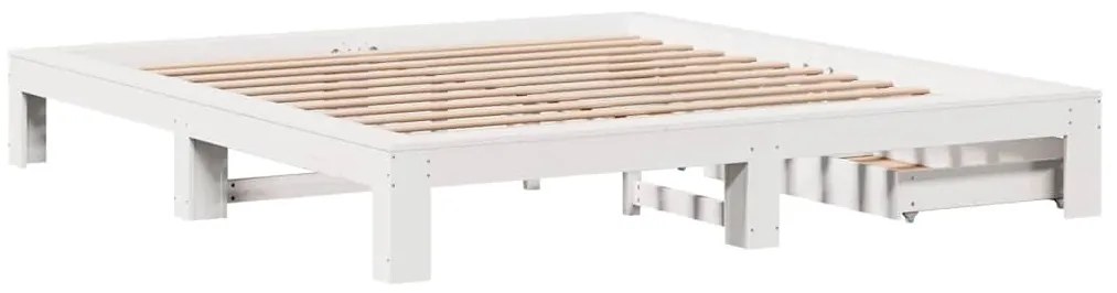 Cama sem colchão 180x200 cm madeira de pinho maciça branco