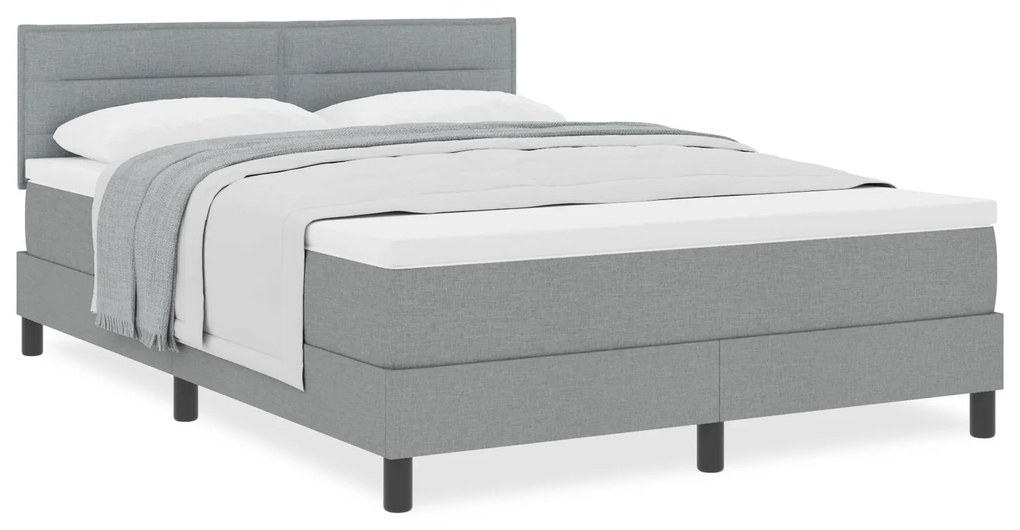 Cama Box Spring com Colchão Cinza Claro 160x200 cm Tecido