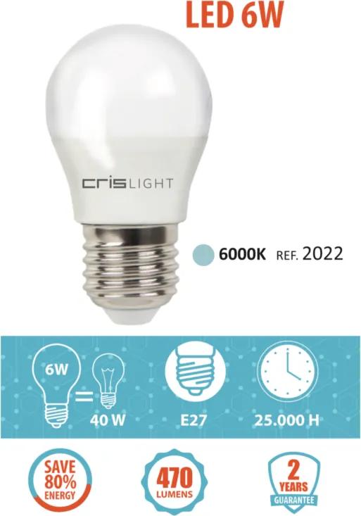 Crislight E27 LED 6W 470LM Branco Frio