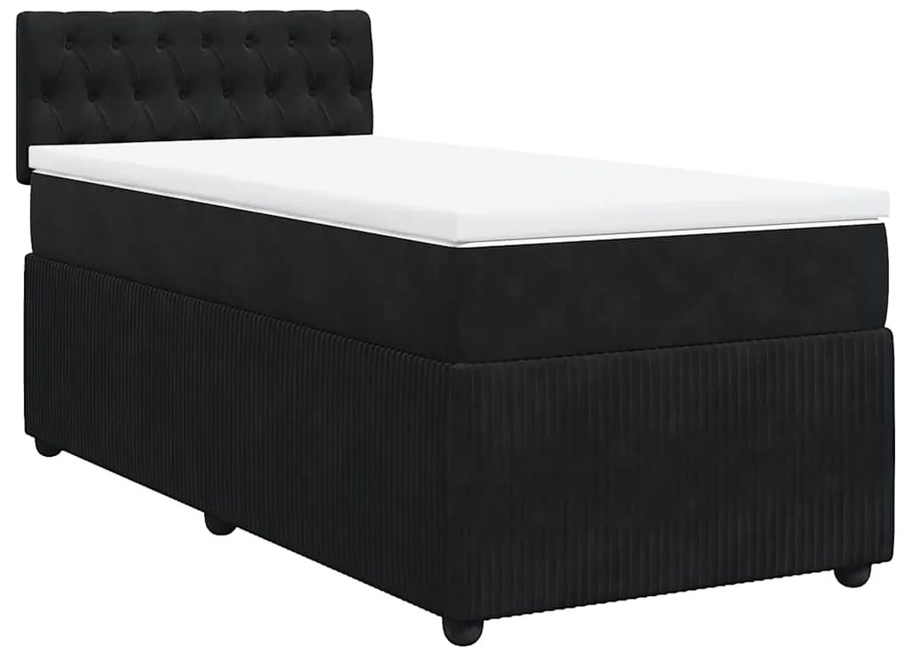 Cama com molas/colchão 90x190 cm veludo preto
