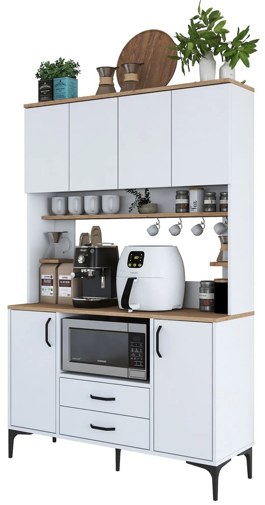 Armário Multiusos JE168 – Branco Nogueira – 120x184,2x40 cm