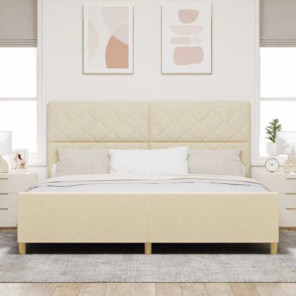 Cama vidaXL Creme 200x200 cm Tecido