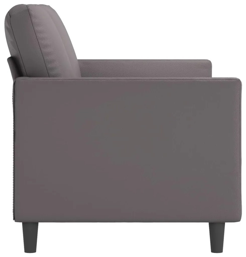 Sofá de 2 lugares 140 cm couro artificial cinza