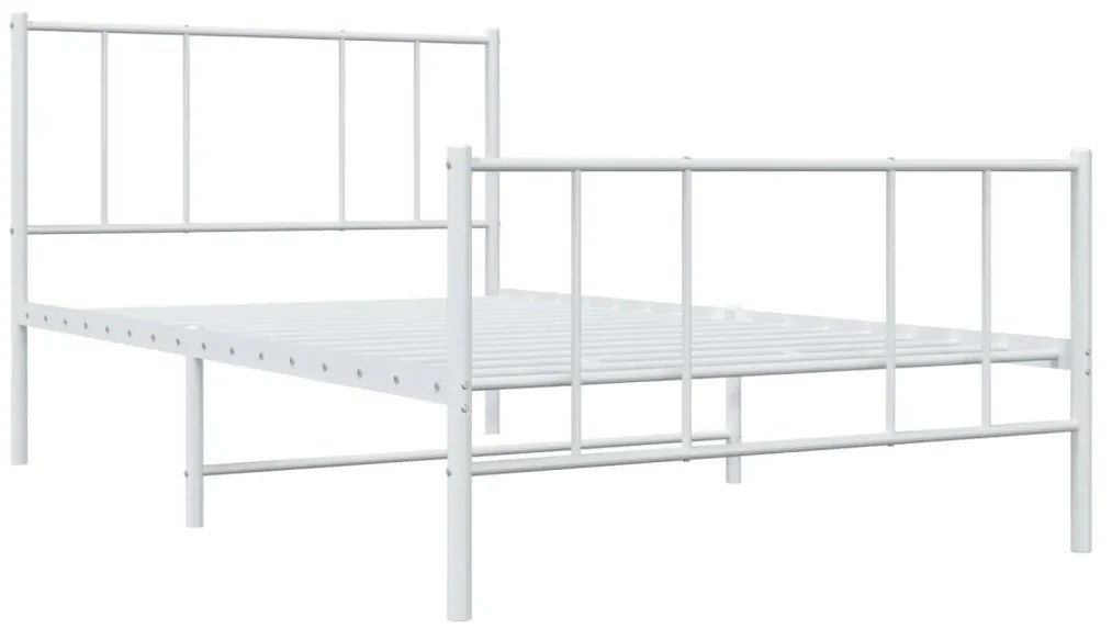 Estrutura de cama com cabeceira e pés 100x190 cm metal branco