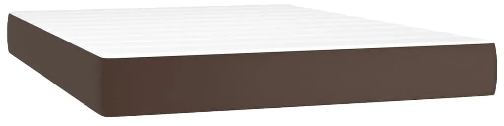 Cama com molas/colchão 160x200 cm couro artificial castanho