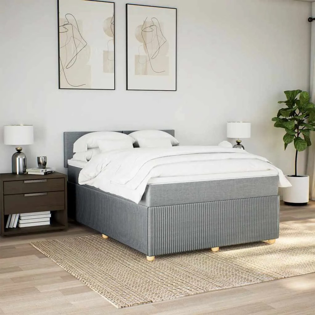 Cama com molas/colchão 140x200 cm tecido cinzento-claro