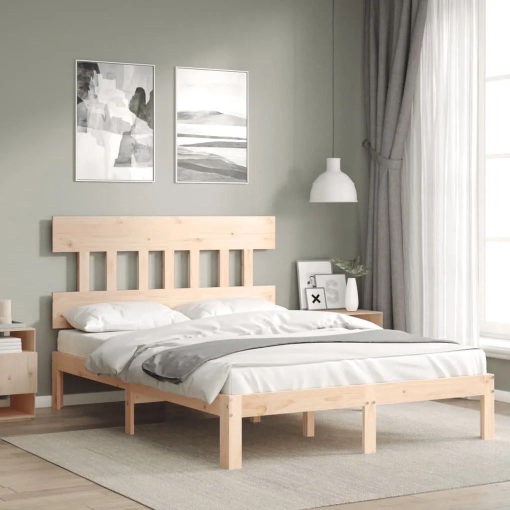 vidaXL Cama sem colchão 140x200 cm madeira de pinho maciça