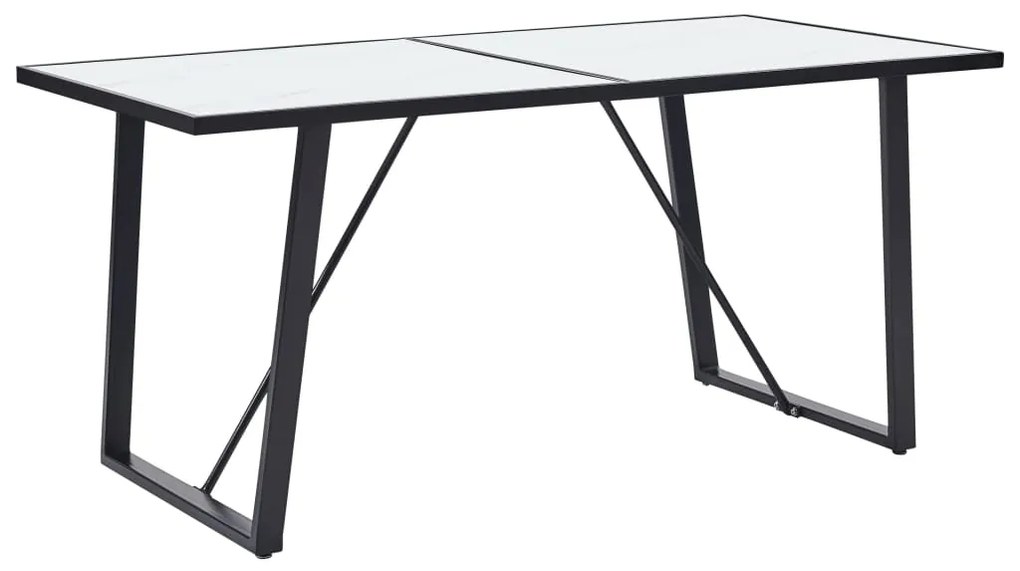 vidaXL Mesa de jantar 160x80x75 cm vidro temperado branco