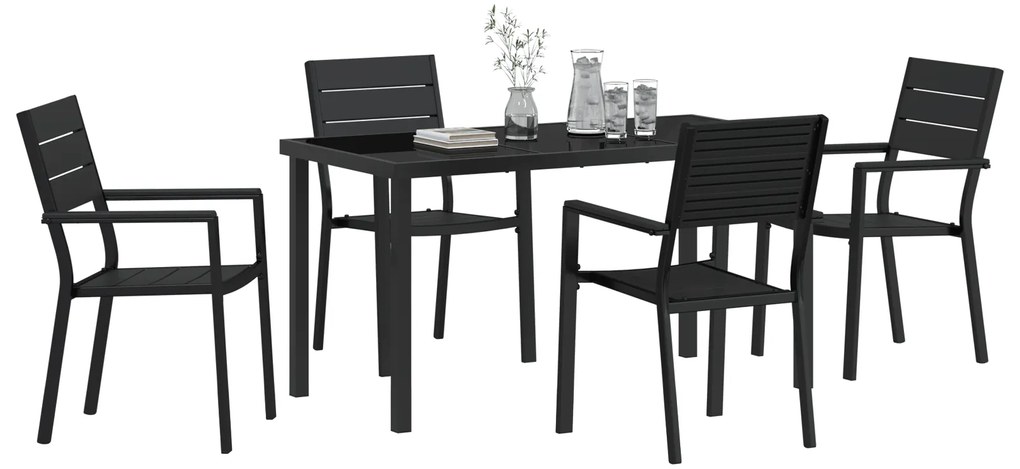 Conjunto de Jantar de 5 Peças Preto HDPE