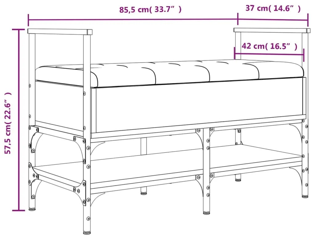 Banco sapateira 85,5x42x57,5 cm deriv. madeira cinzento sonoma