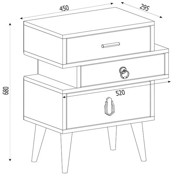 Mesa de Cabeceira Leiria com 3 Gavetas - Design Nórdico