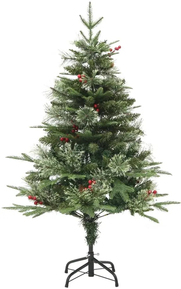 Árvore de Natal com pinhas pré-iluminada 120 cm PVC e PE verde