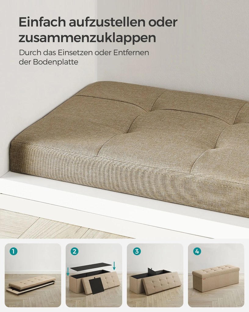 Banco rebatível 38 x 110 x 38 cm com espaço de arrumação em Castanho