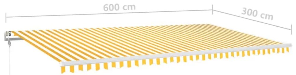 Toldo automático LED e sensor de vento 600x300cm amarelo/branco