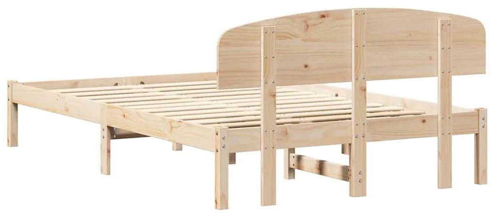 Estrado de Cama com Cabeceira 120x190 cm Madeira Sólida de Pinho