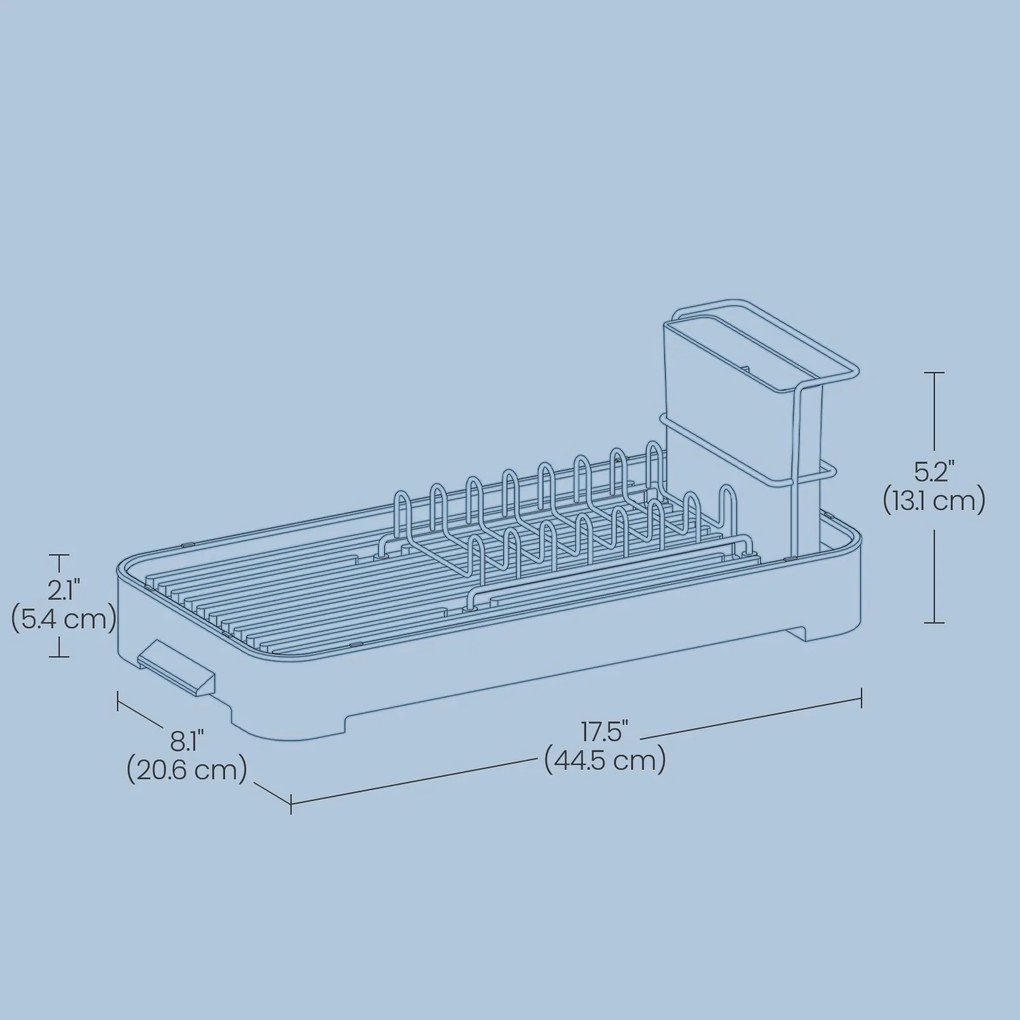 Escorredor de louça para pia de 20,6 x 44,5 x 13,1 cm cinzento