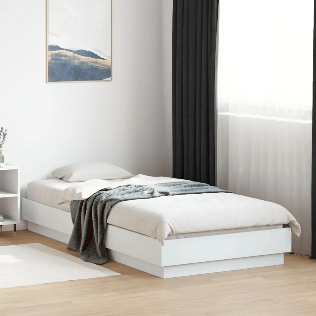 Estrutura de cama com luzes LED 90x200 cm branco