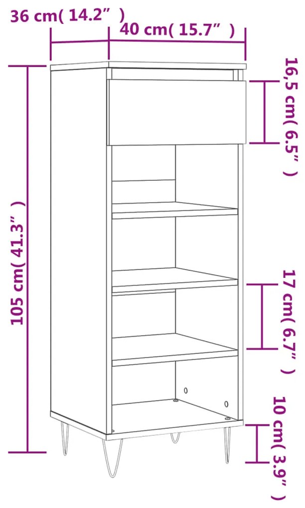 Sapateira Vera - Com 1 Gaveta e 4 Prateleiras - - Cor Branco - 40x36x1