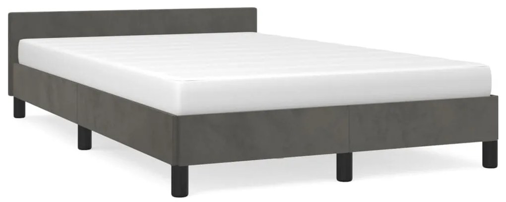 Estrutura de cama c/ cabeceira 120x190 cm veludo cinza-escuro