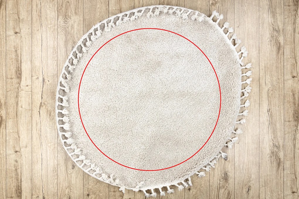 Tapete BERBER 9000 circulo creme Franjas berbere marroquino shaggy - PRODUTO DE SEGUNDA