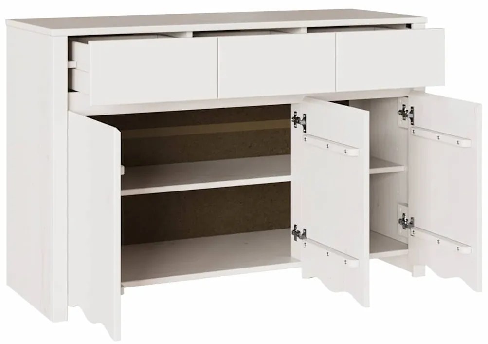 Sideboard vidaXL "DRAMMEN" Branco 114x43x75,5 cm Madeira Sólida Pinus