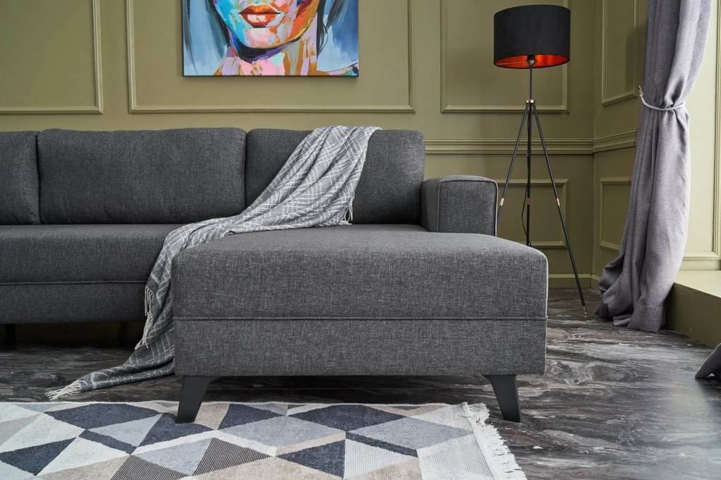 Sofá-Cama de Canto Efsun – Antracite – 300 x 78 x 202 cm