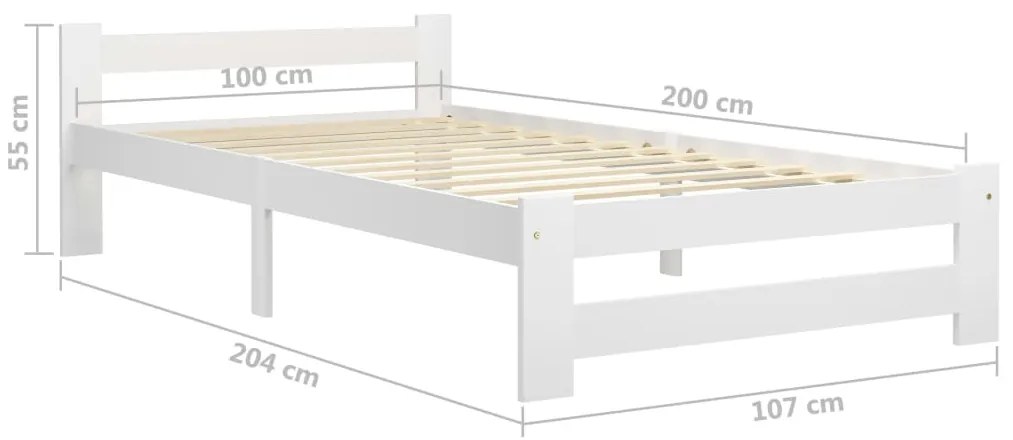 Estrutura de cama 100x200 cm pinho maciço branco