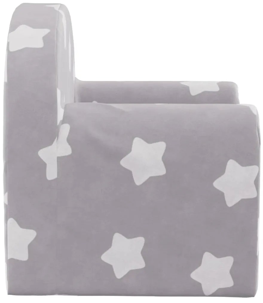 Sofá-cama infantil c/ estrelas pelúcia macia cinzento-claro