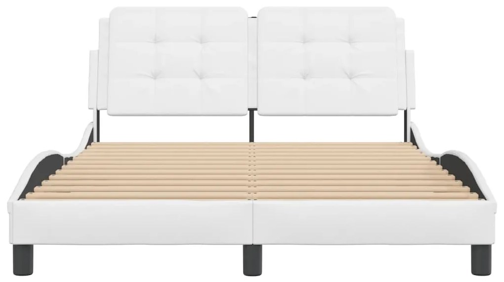 Estrutura cama c/ cabeceira 120x200 cm couro artificial branco