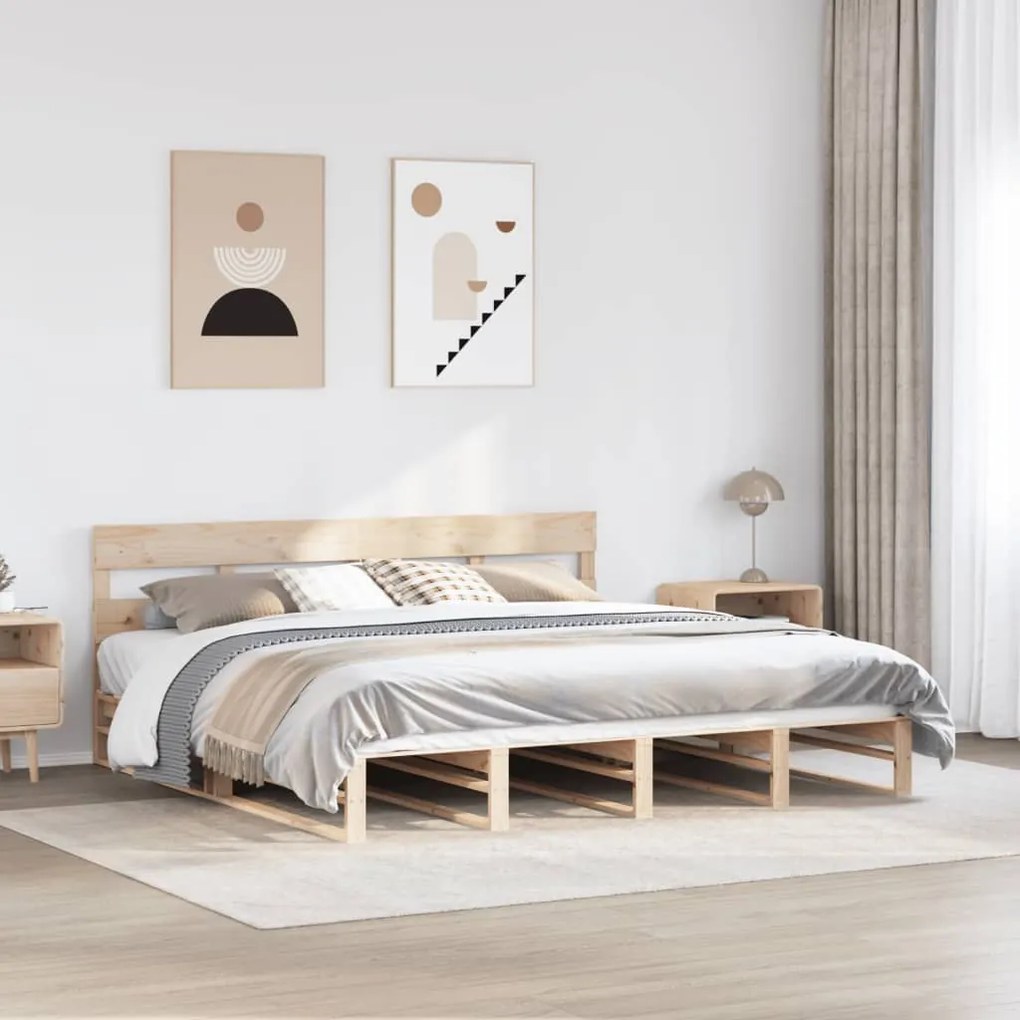 vidaXL Cama sem colchão 200x200 cm madeira de pinho maciça