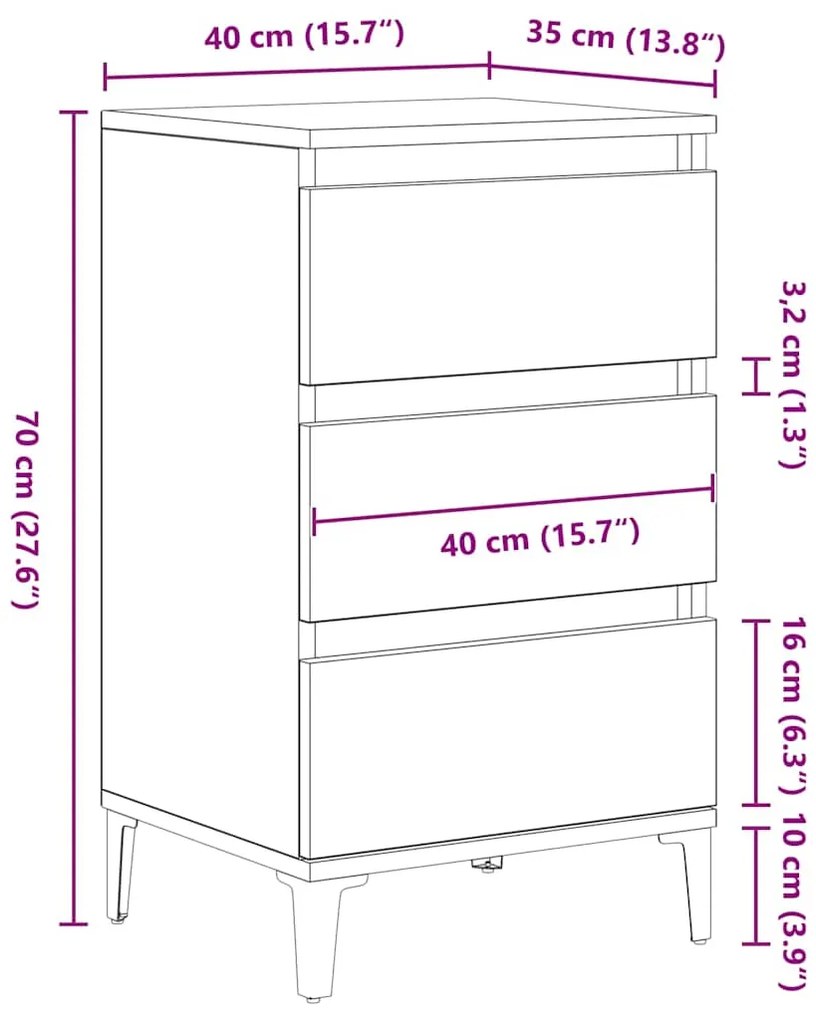 Cabideiro vidaXL Madeira Velha 40x35x70 cm Madeira de Engenharia