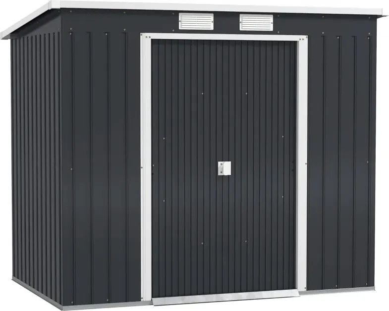 Abrigo de Jardim 213x130x173 Abrigo de Exterior de Aço Galvanizado com Porta Corredeira para Armazenamento Cinza Escuro