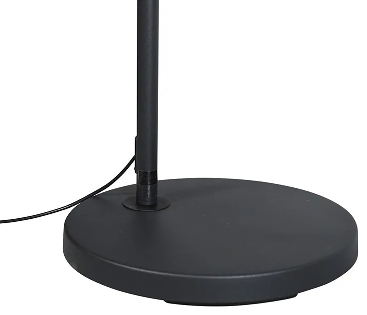 Candeeiro de Arco Moderno Preto com Abajur de Tecido Preto - Arc Basic