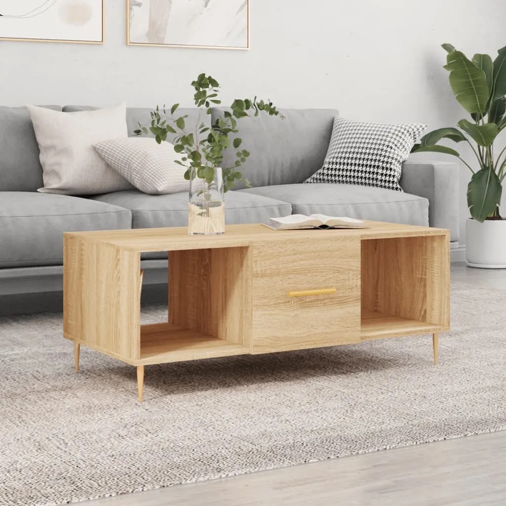 vidaXL Mesa de centro 102x50x40 derivados de madeira carvalho sonoma