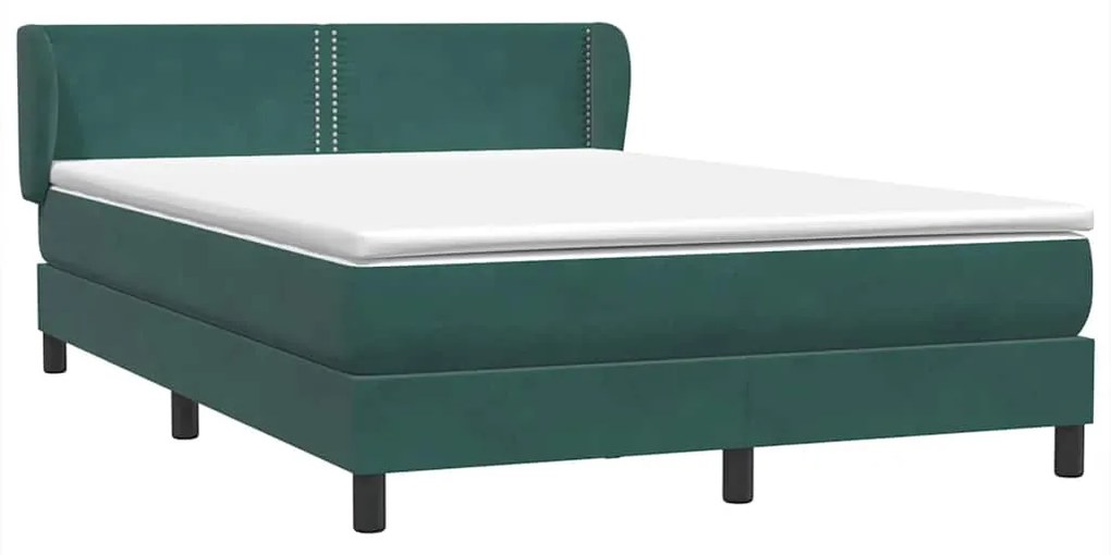 Box Cama primavera com Colchão Verde Escuro 140x210 cm Veludo