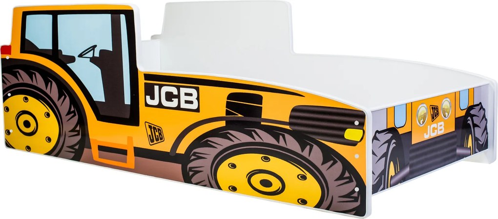 Cama infantil 140x70 em forma de trator amarela - com colchão e estrado incluído