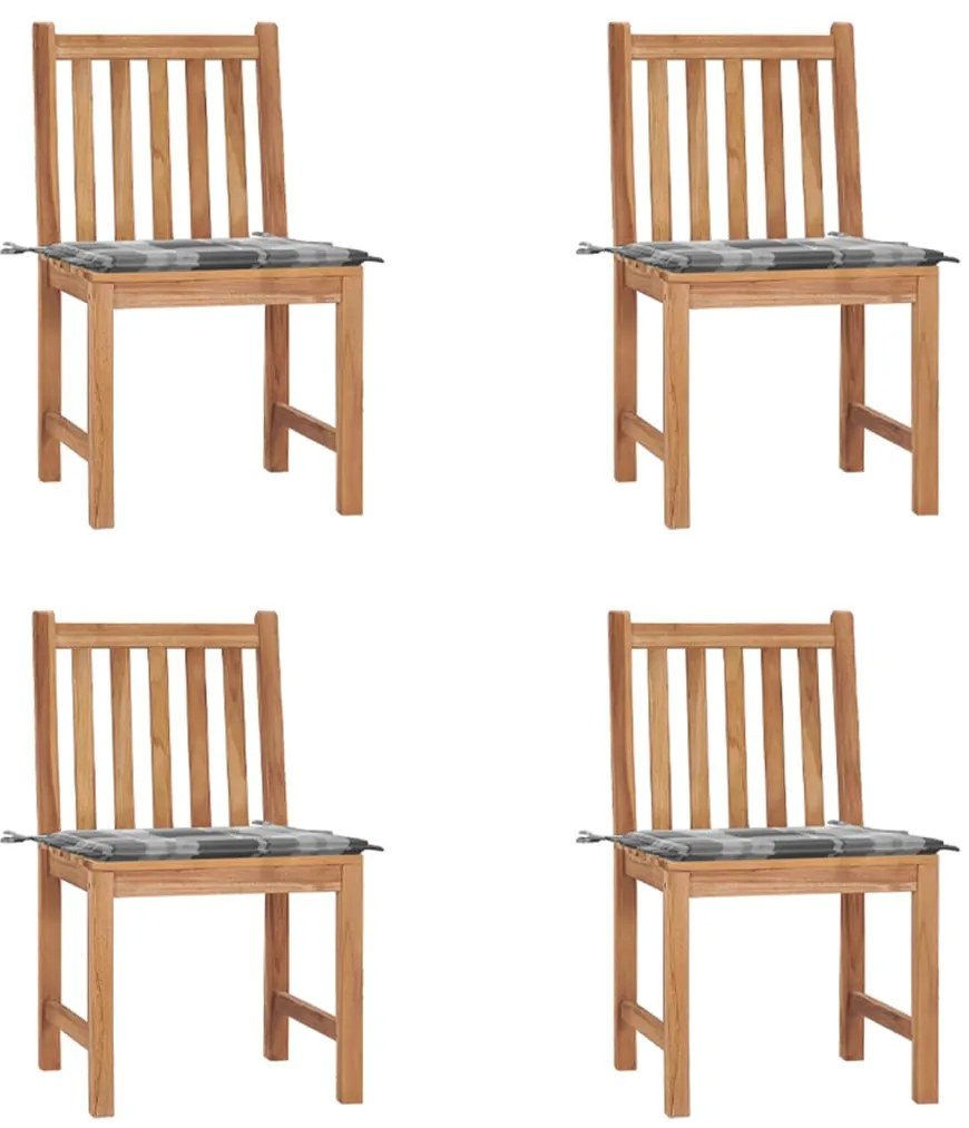 Cadeiras de jardim c/ almofadões 4 pcs madeira de teca maciça