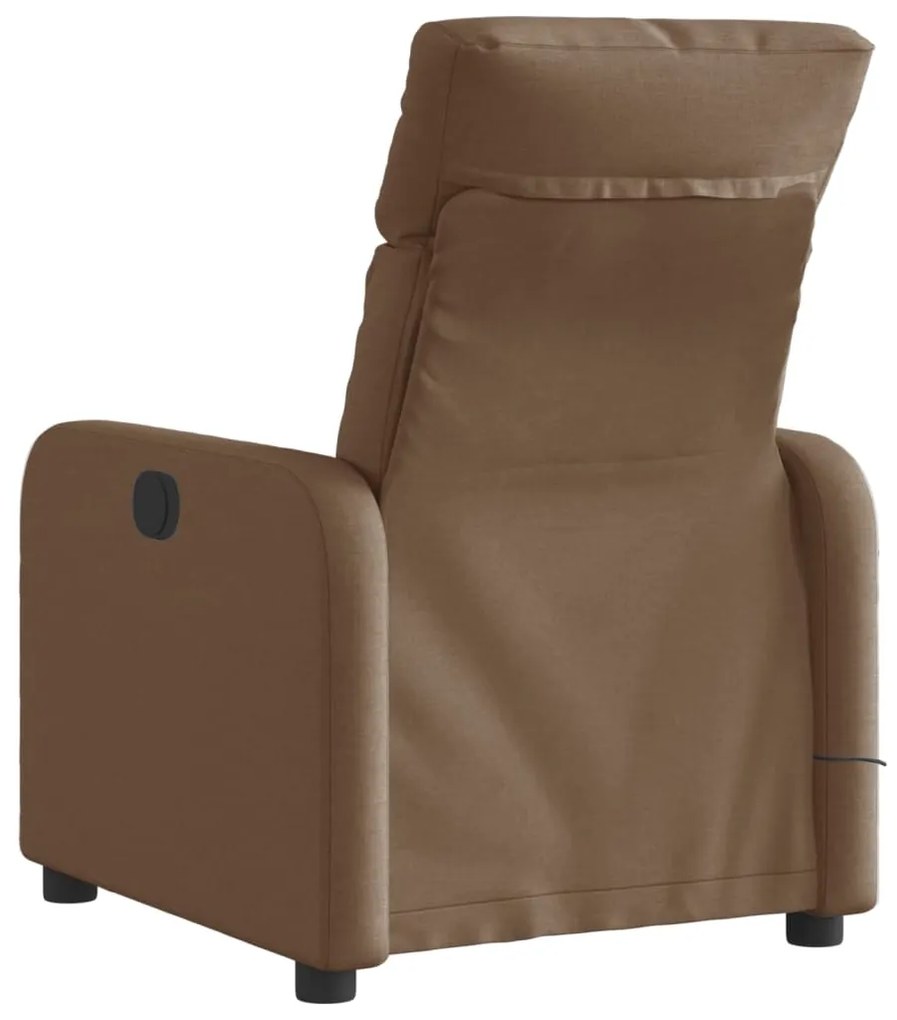 Poltrona de massagens reclinável elétrica tecido castanho