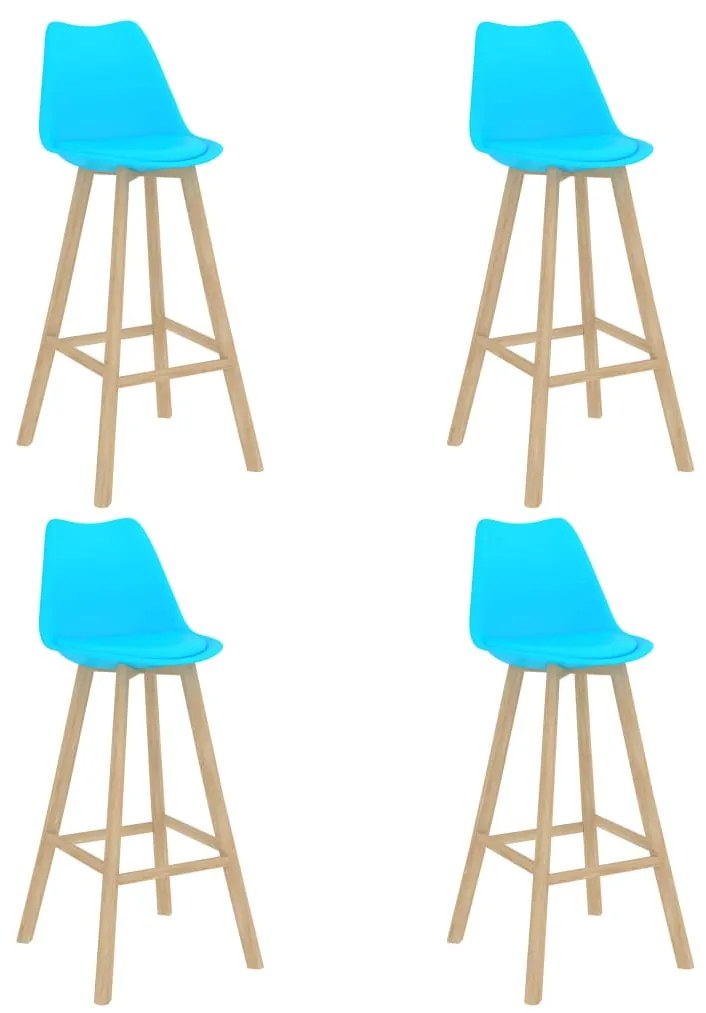 vidaXL Bancos de bar 4 pcs PP e madeira de faia maciça azul