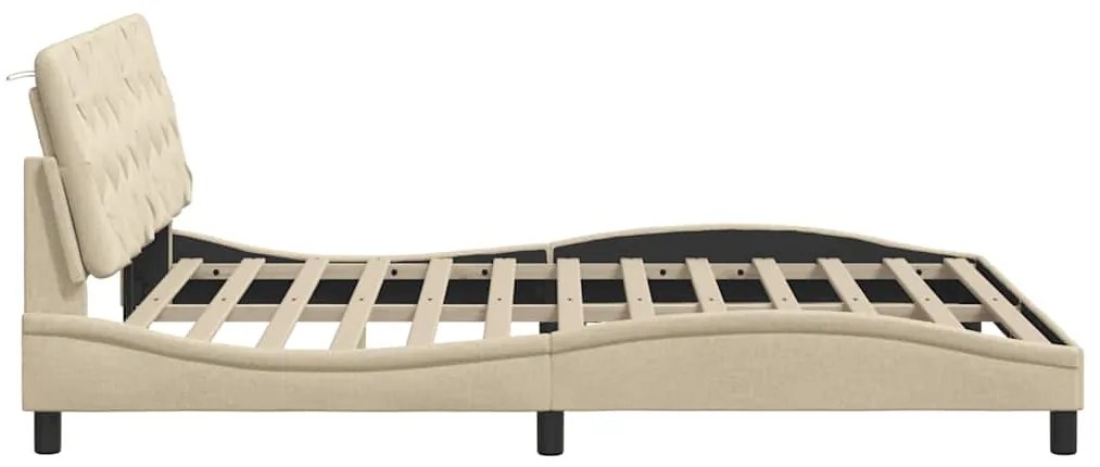 Estrutura de cama com LED sem colchão 160x200 cm tecido creme