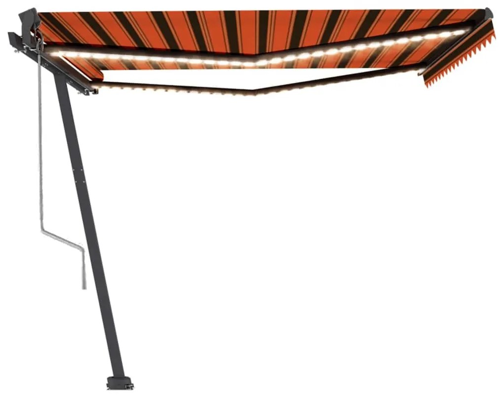 Toldo autom. LED e sensor de vento 450x350 cm laranja/castanho